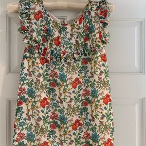 Brooks Bothers Red Fleece sleeveless floral ruffle blouse, size 2